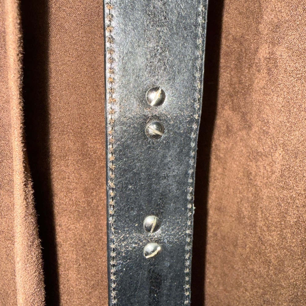 Nocona belt and co Western Black Leather Belt with Ornate Silver-Tone Buckle - Picture 5 of 5